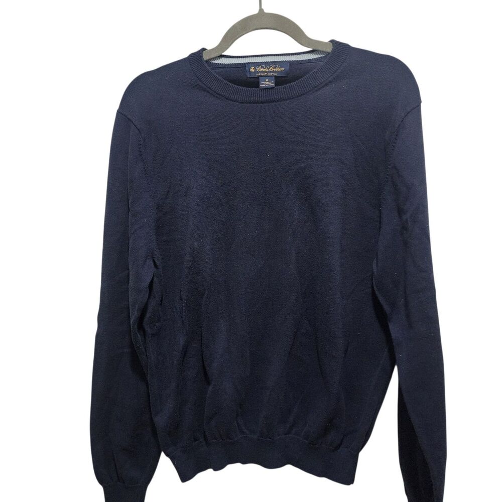 Brooks‎ Brothers Men’s Supima Cotton Sweater Navy Blue Crewneck Size M Classic